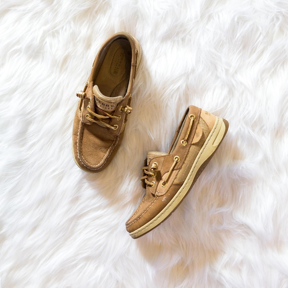 Tan & Gold Sperry Top-Sider Boat Shoes